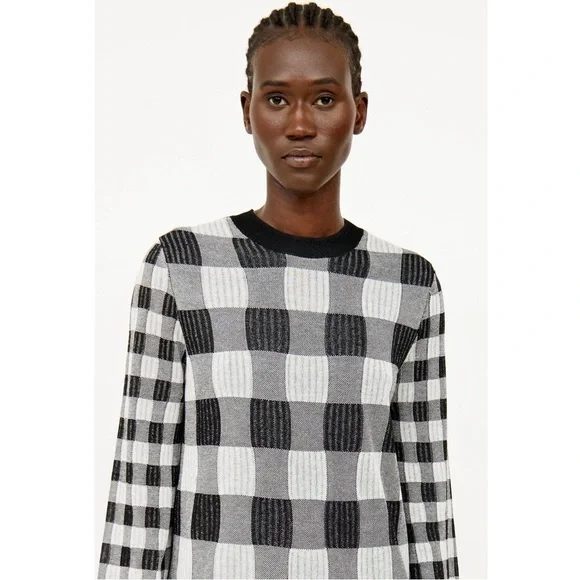 ALEXANDER MCQUEEN Gingham Heritage‎ Plaid Knit Long Sleeve Relaxed Fit Dress XS